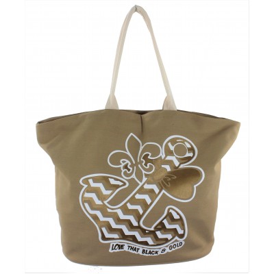 9212- BROWN BOW ANCHOR CANVAS TOTE BAG